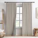RAIN CITY Beige Color Blackout Curtains 90 Inch Long 2 Panels,Back Tab Pleated Heading Tape with Hooks,Minimalist Completely Shaded Thermal Insulated Noise Reducing French Door Drapes 50 Wide