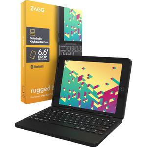 ZAGG Rugged Book Detachable Case and Magnetic-Hinged Keyboard for iPad Air, iPad Air 2, iPad 9.7, iPad 9.7 Pro - Multi-Device Bluetooth Pairing, Backlit Keyboard - USB-C to USB-C Cable Included, Black