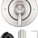 Replacement for Moen Fit Chateau Valve Shower Faucet Trim Kit Only(Valve& Catridge Not Inclued), Pull-on Push-off Design Knob Elegant Handle, Brushed Nickel
