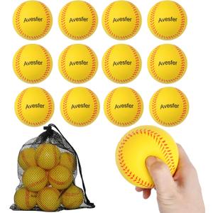 Avesfer Foam Baseballs 12 Pack Soft Practice Baseballs 9 inch Foam Balls with Mesh Bag for Kids Youth Teenager Safe for Catching,Throwing and Batting Practice