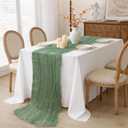 INVGEEXI 6 Pack Sage Green Cheesecloth Table Runners 35" x 120", Boho Rustic Farmhouse 10FT Gauze Table Runner for Wedding Baby Shower Birthday Party Holiday Decor