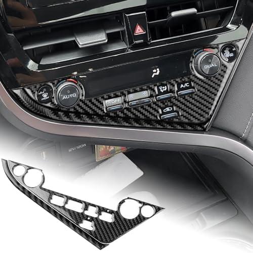 AIRSPEED Carbon Fiber for 2018-2024 Toyota Camry Center Console Button Frame Cover Car Interior Trim Accessories, Black, Type A with Windshield Defogging Button