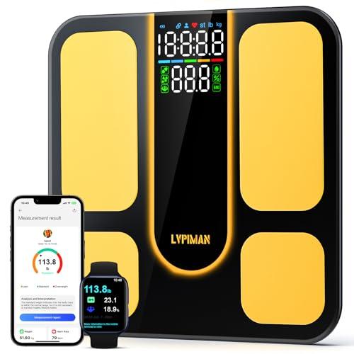 LVPIMAN Professional Smart Scale for Body Weight, BMI, Body Fat, Muscle Mass, Highly Accurate 25 Body Composition Weighing Machine, Bathroom Digital Scale Large Display Sync with Fitness App, 402lb