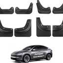 YONZEE Front & Rear Mud Flaps for Tesla Model Y Juniper 2026 2025, 8 Pack | Protect Paint, No Drilling Required, TPE Splash Guard, All Weather Mud Guards Body Kits, for Tesla New Model Y Accessories