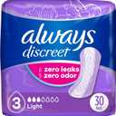 Always Discreet Adult Incontinence Pads for Women, Drier, 3 Drop Regular Length, Light Absorbency, Pads for Bladder Control Management, Bladder Leaks, & Postpartum Pads, 90ct