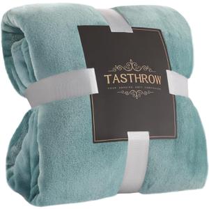 TASTHROW Large Flannel Fleece Throw Blanket, 5070 Inch - Cozy Lightweight Thick Blanket - All Seasons Suitable for Women, Men and Kids (Bluishgreen)
