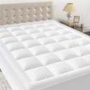 OLANLY Queen Quilted Fitted Mattress Pad, Elastic Fitted Mattress Topper, Cooling Soft Mattress Cover Stretches up to 21 Inches Deep, Machine Washable Mattress Protector (60x80 inch, White)