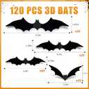 4 x 3D Halloween Bats Decorations Party Supplies,120PCS Bat Stickers for Wall with 4 Different Sizes, Black PVC Bats for Halloween Party Decorations Indoor