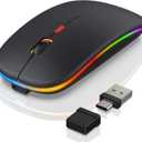 Bluetooth LED Wireless Mouse for MacBook Air iPad Pro Mac Laptop PC - Slim RGB Wireless Mouse, 3 Mode BT 5.2 & 2.4G USB-A/Type-C Connectivity Portable Mice with Jiggler Mode, Matte Black