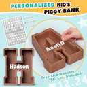 Summidate Wooden Letter Piggy Bank, Extra Thick Large Capacity Piggy Bank for Kids Boys Girls Toddler, Alphabet H Money Bank| Coin Box Birthday, Christmas, Festival