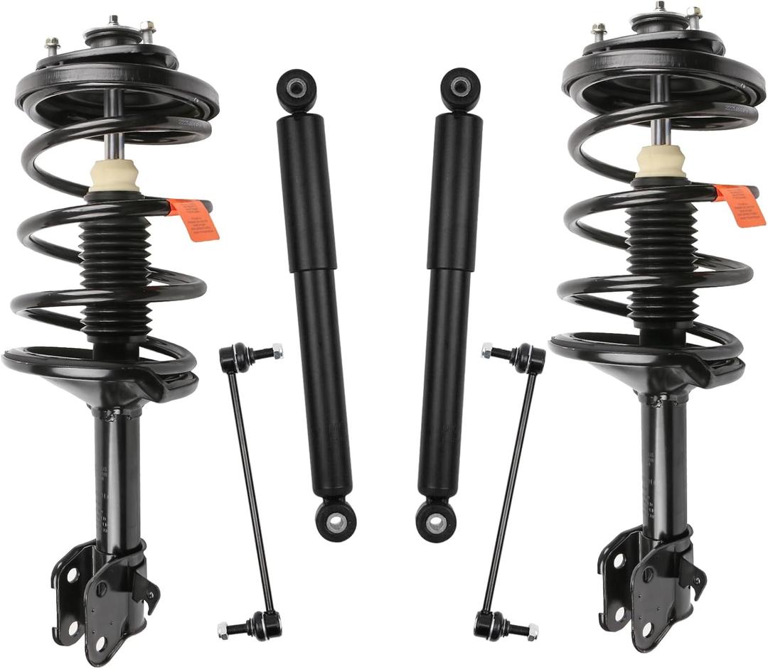 6PC Front  Rear Strut Spring with Stabilizer Sway Bar Links Stabilizer Bar Links Kit, Compatible with HONDA ODYSSEY 1999-2004 3.5L, Replace# 171597 171598 437246 K90349