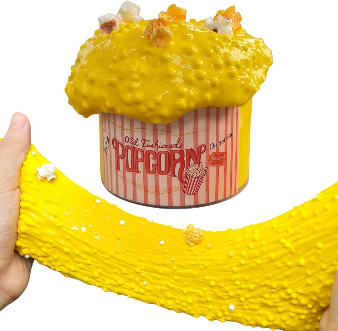 Yellow Popcorn Foam Slime, Stretchy, Non-Sticky Slime Kit for Kids, Thick and Glossy Textured Slime Birthday Gift & Cute Toy Party Favors for Girls & Boys