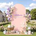Pale Pink Arch Backdrop Cover 6.6FT Polyester Fitted Wedding Arch Stand Covers Round Top Chiara Arch Covers Stretchy Backdrop Cover for Birthday Party Ceremony Banquet Decoration