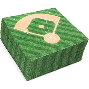 BLUE PANDA - Baseball Party Napkins, Sports Birthday (6.5 x 6.5 In, 100 Pack) - Baseball Party Decorations