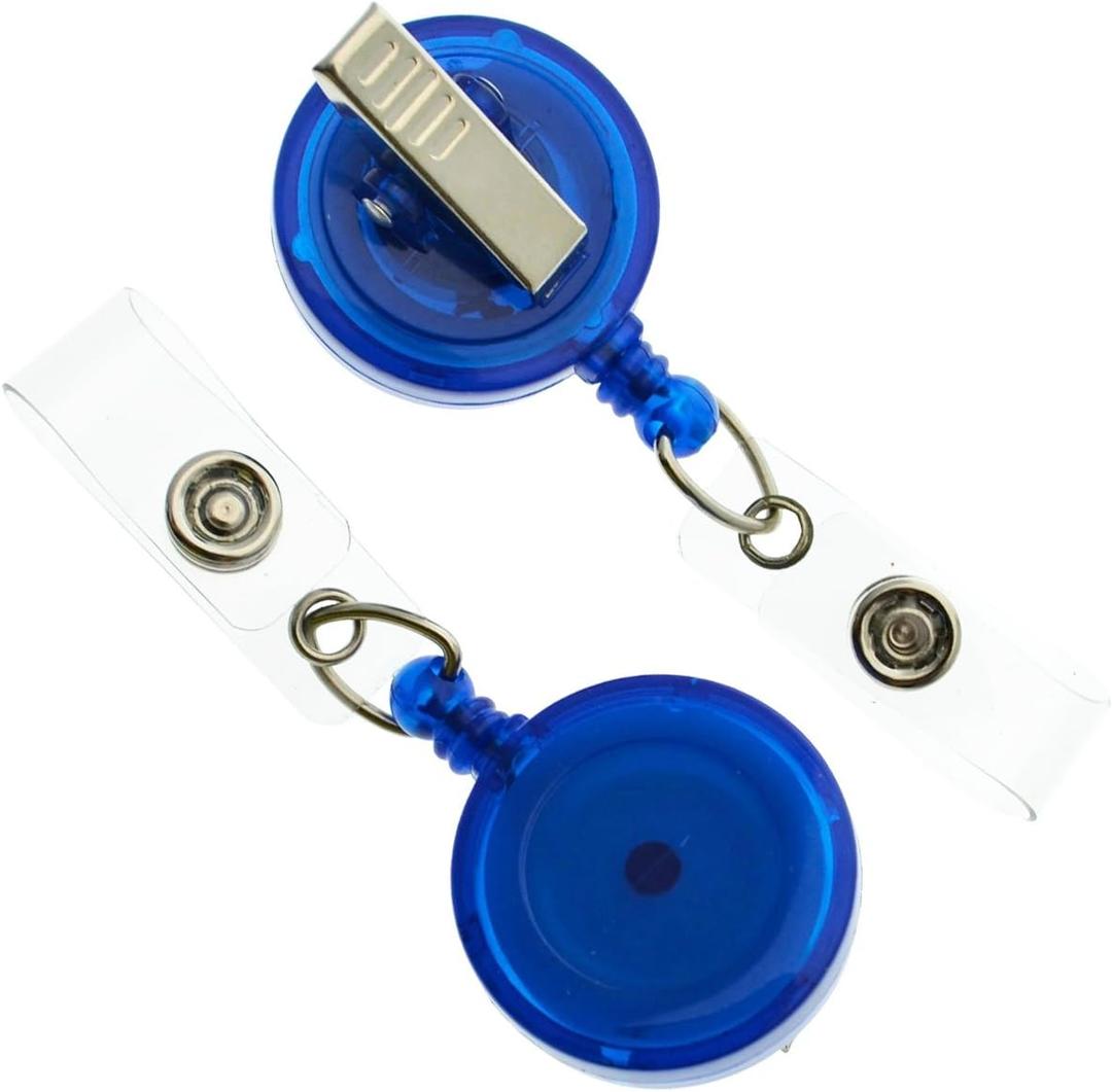 25 Pack - Translucent Retractable ID Badge Reels with Alligator Swivel Clip - Colorful Badge Holder Blanks with Swivel Clips for Nurses, Teacher, and Office Employees by Specialist ID (Royal Blue)