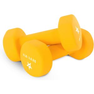 Yes4All Neoprene Coated Dumbbell Hand Weight Sets of 2 - Multiple Weight Options with 15 Colors, Anti-roll, Anti-Slip, Hexagon Shape (8 lbs (Pair), G. Orange - 8lbs - Pair)