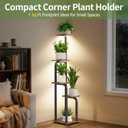 LASZOLA Plant Stand Shelf Tall for Indoor Corner with Lights, 5 Tier Brown