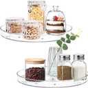 2 Pack Lazy Susan Organizer, 9.25 inch Clear Turntable Organizer for Cabinet, Plastic Lazy Susan Cabinet Organizer for Kitchen Pantry Organization and Storage