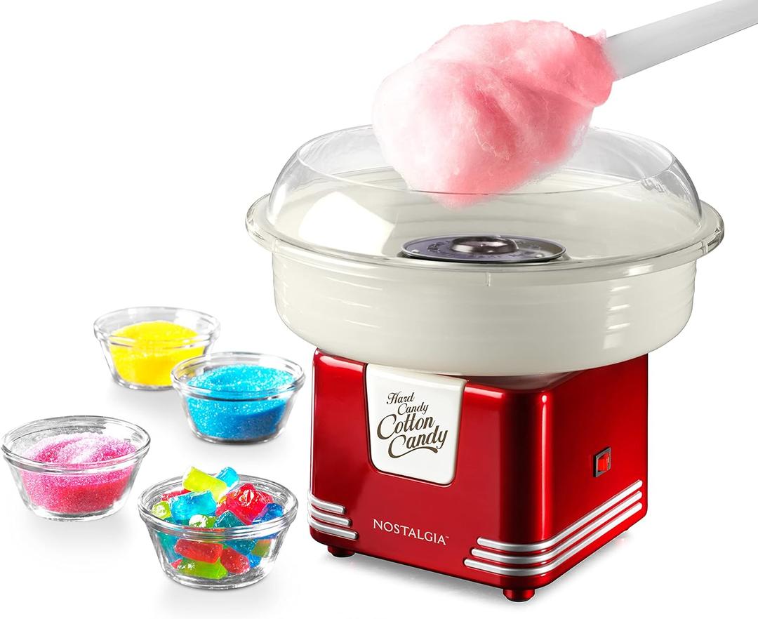Kool-Aid Cotton Candy Machine - Fun Cotton Candy Machine for Kids with 2 Reusable Cones, 1 Sugar Scoop, and 1 Extractor Head – Red