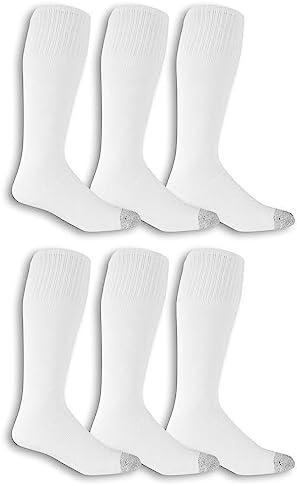 Fruit Of The Loom Men's 6 Pack Over The Calf Tube Socks, White, Sock Size:10-13/Shoe Size: 6-12