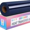 RENLITONG Navy Iron on Vinyl 12Inch by 50ft Roll HTV Heat Transfer Vinyl for T-Shirt HTV Rolls for All Cutter Machine - Easy to Cut & Weed for Heat Transfer Design