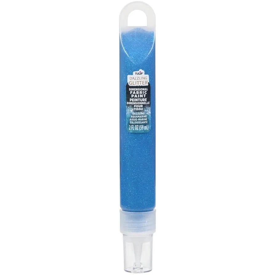 Tulip Dimensional Glitter Fabric Paint 2oz, Dazzling Aquamarine, Blue, One Size 3 Pack