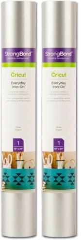Cricut Everyday Iron On - Silver, 2-Pack of 2ft Rolls (12"x24"), 6ft Total - HTV Heat Transfer Vinyl for Shirts, Apparel, Hats & More - Compatible with Maker & Explore Machines