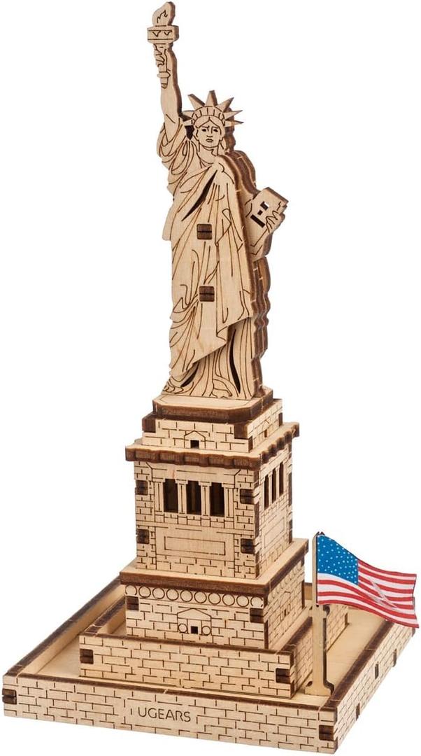 UGEARS 3D Puzzle Statue of Liberty 46 Pcs Wooden Model for Adults and Teens