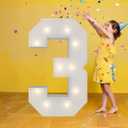 3FT Marquee Numbers, Warm White Light Up Number 3 with Display Board, Balloon Kit Decorations, DIY Pre-Cut Frames for Party, 3rd Birthday, Anniversary Decor, 30th Memorable Milestones