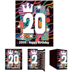 Gcardist 2025 20th Birthday Greeting Card, Jumbo 20 Years Old Birthday Gift Card, Memory Back In 2005（Envelope）Pack of 3