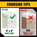VIVIDA 4" x 4" Fence Post Caps, Pyramid PVC Vinyl Post Caps (Actual 4" x 4"), Waterproof Deck Top Cover for Vinyl Fence, Lamp, Deck, Mailbox, White, 12 Pack