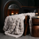 EverGrace Ultra Soft Luxury Fluffy Faux Rabbit Fur Throw Blanket, Thick Warm Bubble Throw for Bed, Cozy Plush Reversible Blankets for Couch, Chair, Sofa, Taupe, 60x80 Inches