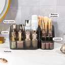 DASITON 5 Slots Makeup Brush Holder, Acrylic Make Up Brush Holder Organizer for Vanity, Bathroom Countertop, Small Makeup Organizer Brush Cup Cosmetic Brushes Storage, Pen Holder for Desk (Grey L)