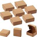 Sdootjewelry Small Kraft Gift Box, 30 Packs 4.13''4.13''1.57'' Mini Brown Kraft Paper Box Cardboard Ring Earring Jewelry Boxes