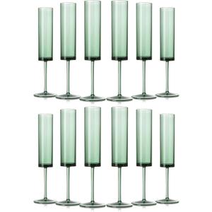 12 Pack Acrylic Dark Green Wine Glasses Green champagne glasses Champagne Flutes Sparkling Wine Glasses Wine Goblets Wedding Glassware Set Drinkware Glasses for Wedding Bar Celebration Baby Shower