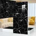 10pcs 23.6"x11.8" Marble Peel and Stick Waterproof Wall Panels (19.4 Sq. Ft. Coverage) - Heat-Resistant Backsplash Tile, PVC Wall Panels for Kitchen, Bathrooms, Living Rooms, Bedrooms,Black (Black Marble Tiles)