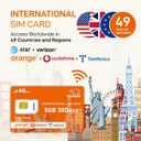 International Data SIM Card 5GB 30Days, 5G/4G LTE Coverage in USA and 49 Countries |UK, Europe, Asia, Oceania Prepaid Travel Data Only SIM for Portable WiFi Mobile Hotspot, Tablet, No Contract