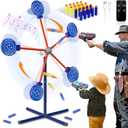 Rocket Shooting Games Toys with Rotating Target 2 Toy Guns 20 Foam Darts Kids Outdoor Toys for Boys Age 5 6 7 8 9 10+ Year Old Carnival Games Compatible with Nerf Guns (Multi-colored)