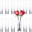 Glass Cylinder Bud Vases for Centerpieces, Clear Bud Vases Bulk, 7 Inch Tall Glass Cylinder Vase for Wedding Table Home Decor, Slim Flower Vase for Single Bouquet Flower (12 Pack)