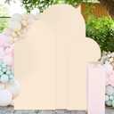 FUHSY Spandex Fitted Arch Backdrop Cover Set of 3 Wedding Arch Covers Beige 6FT, 6.6FT, 7.2FT Chiara Backdrop Stand Set Cover Arched Arbor Arches Stand Covers for Kids Party Birthday Decor