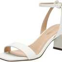 DOBOLIN Wide Width Heels for Women Dress Shoes 2.64-inch Chunky Block Heel Sandals Square Open Toe Ankle Strap Wedding Party Shoes, 11W