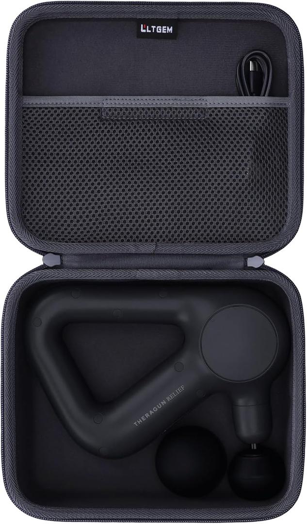 LTGEM Massage Case Compatible with TheraGun Relief Handheld Percussion Massage Gun/Neck/Back/Leg/Shoulder Massage Gun - Travel Protective Carrying Storage Bag, Oxford Dark Grey(Case Only)