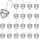Sumind 25 Pcs Heart Tea Strainer Stainless Steel Ball Infuser Loose Leaf Steeper Interval Diffuser Mesh Filters with Extended Chain Hook for Cup Bottle Tea Party Wedding Bridal Shower(Silver)