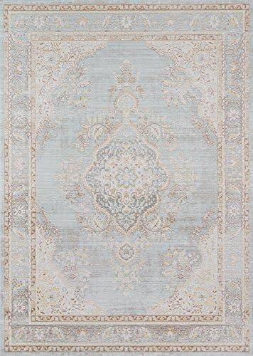 Isabella Rugs Isabella Traditional Medallion Flat Weave Area Rug, 2'7"×8', Blue