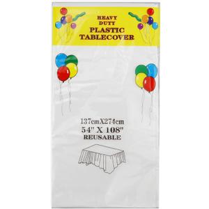 White Plastic Tablecloth 2 Pack 54" x 108" Waterproof Vinyl Tablecloths Disposable Plastic Table Cover Rectangle Table Cover for Outdoor Parties Wedding and Dining Room