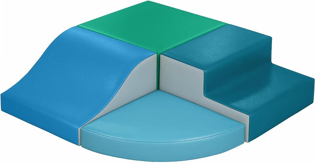 TODIBY 4-Pieces Climbing Toys for Toddlers: PU Leather - Soft Play Climbing for Toddlers - Foam Climbing Blocks for Crawling and Sliding Indoor Playground for Kids