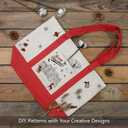 TOPDesign 1-Pack Canvas Tote Bag with an External Pocket, Reusable Grocery Shopping Bag, Top Zipper Closure, Daily Essentials (Red/Natural)