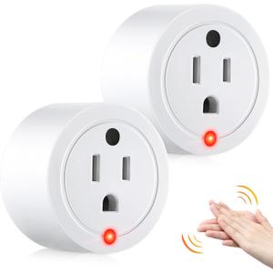 Saillong 2 Pcs Clapping Light Control Switch, Compact Design, 220V Mini Wireless Wall Outlet, Clap On Clap Off Lights Controllers, Clapping Light Control for Bedroom, 10A/1200W (White)