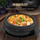 Korean Stone Pot Set with Tray and Stainless Steel Spoon, Ceramic Bowl for Bibimbap and Soup, No Lid (1100 ML (37 OZ))