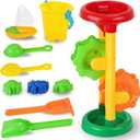 Play Day Kids’ Sand & Water Wheel Tower with Shovel & Rake – Beach Sand Water Toy